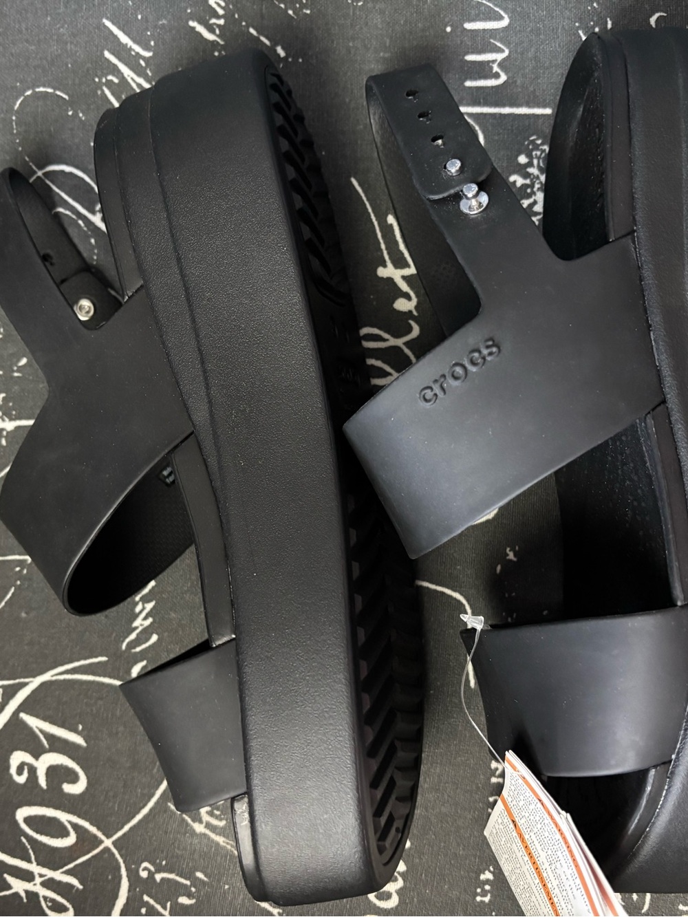CROCS Women's Black Platform Double-Strap Sandal - Picture 3 of 7